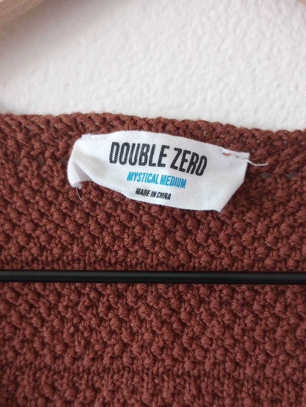 Chocolate Brown Sweater Vest, Cropped,Button Front With Open Detail, Size Medium - Picture 3 of 5